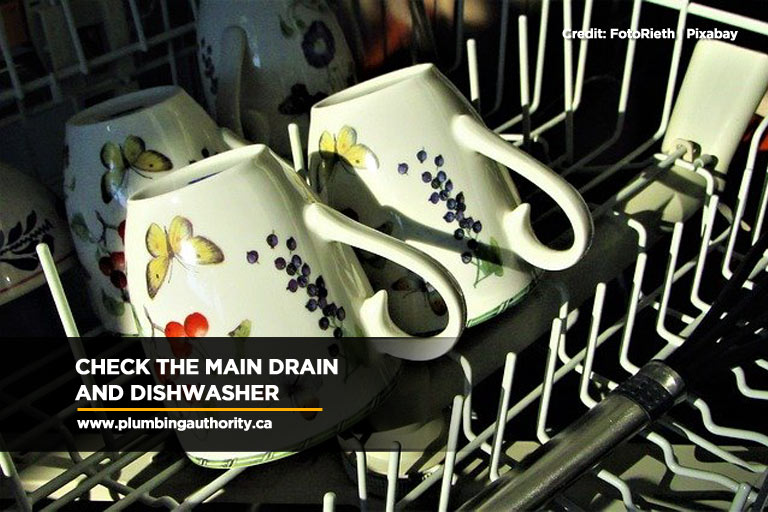 Check the main drain and dishwasher
