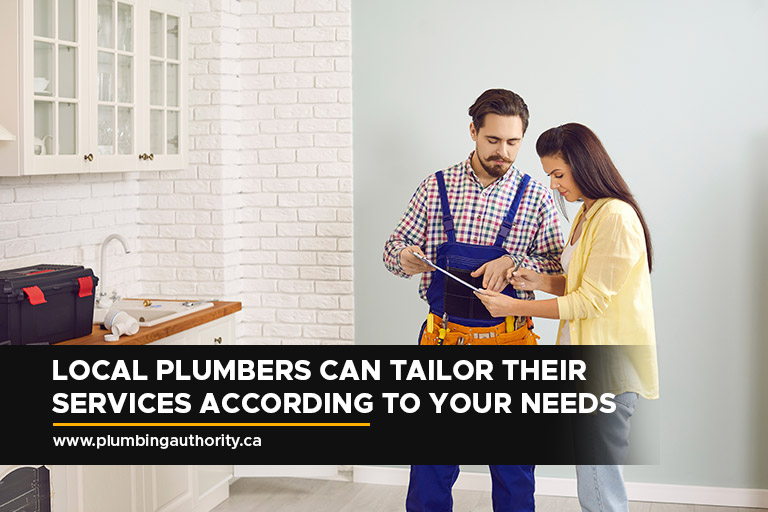 Local plumbers can tailor their services according to your needs